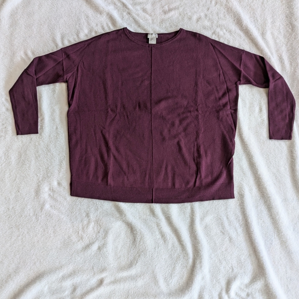 Chico's Purple Front Seam Cashmere Blend Crewneck Sweater Size S (Chico's Sz 0)